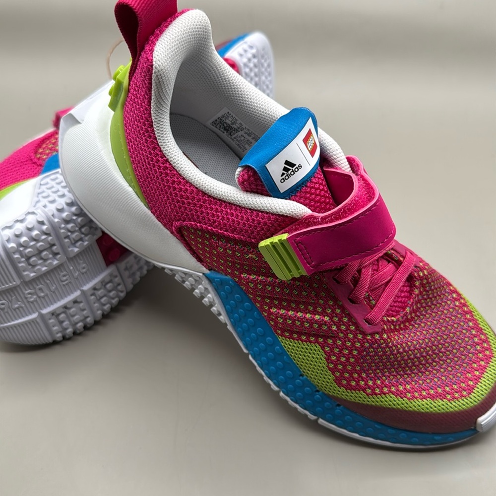 NWT! Adidas LEGO Sport Pro EL Sneakers Girls 2.5 Pink Blue